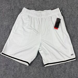 LEG3ND Mens Basketball Shorts White‎ Black Trim Athletic Gym Activewear L